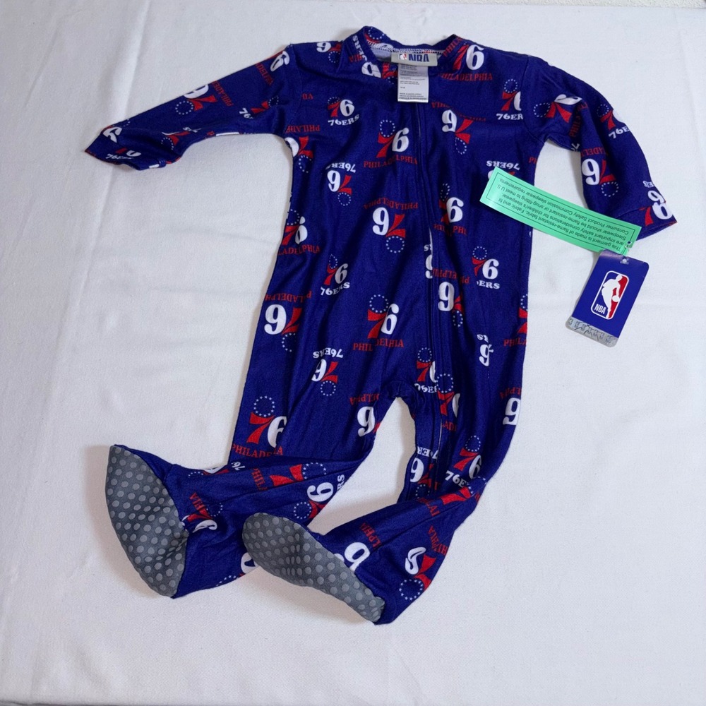 NBA Philadelphia 76ers Sleeper 18 months Blue NEW Footed Logo Pajamas